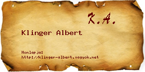 Klinger Albert névjegykártya