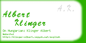 albert klinger business card
